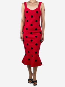 Marni Red polka dot-print midi dress - size UK 12