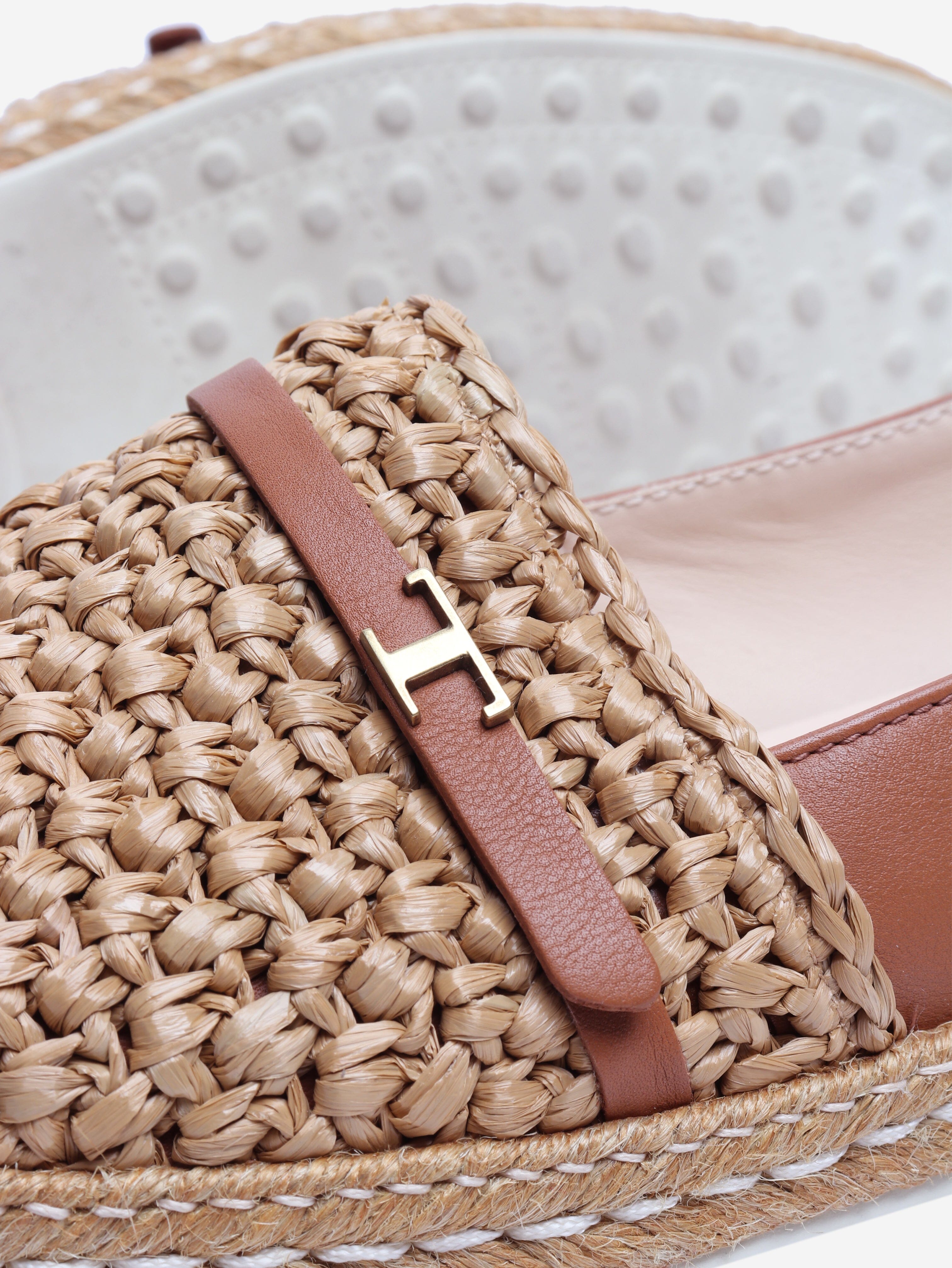 Brown Raffia gomma espadrilles - size EU 38.5 Flat Shoes Tod's 