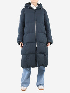 Jil Sander Navy hooded down jacket - size UK 10