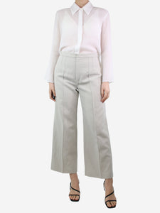 Isabel Marant Grey wide-leg linen-blend trousers - size UK 10