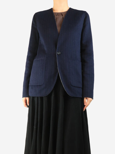 Navy Stripe wool blazer coat - size UK 10 Coats & Jackets Nanna Pause 