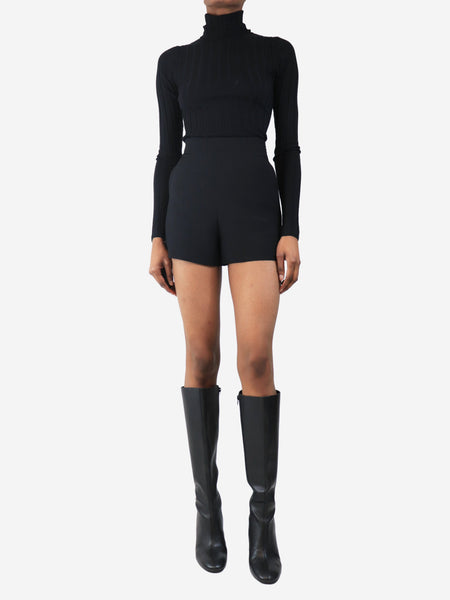 Black wool and silk blend shorts - size UK 4 alternate image
