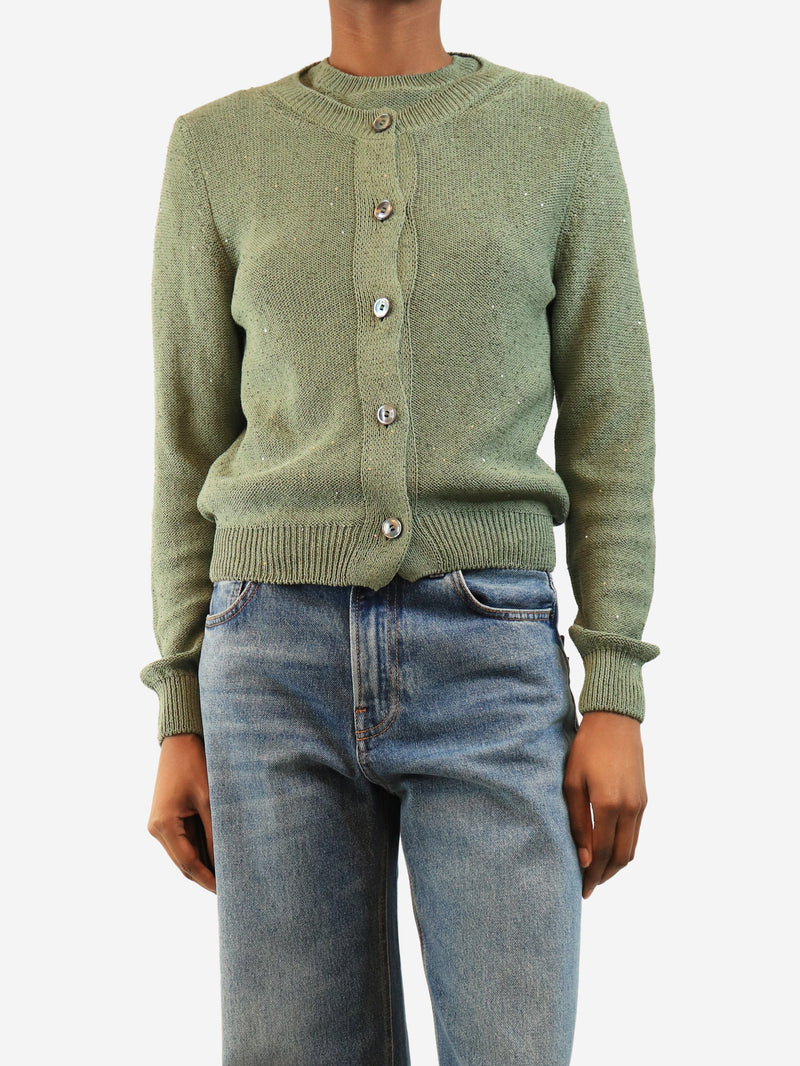 Green sequin knit top and cardigan set - size UK 8 Sets Divine Cashmere 