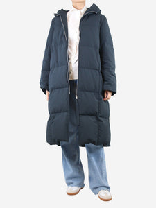 Jil Sander Navy hooded down jacket - size UK 10