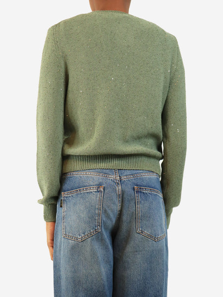 Green sequin knit top and cardigan set - size UK 8 alternate image