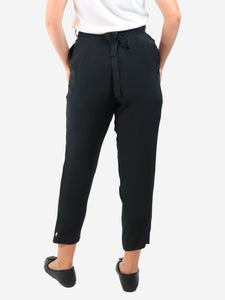 Chloe Black silk belted trousers - size UK 12