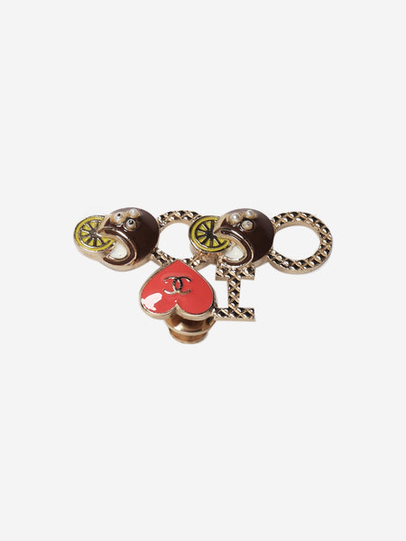 Gold I Love Coco motif pin brooch alternate image