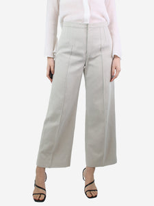 Isabel Marant Grey wide-leg linen-blend trousers - size UK 10