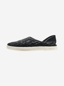 Max Mara Black gathered leather slip-on shoes - size EU 38