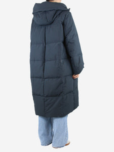 Jil Sander Navy hooded down jacket - size UK 10