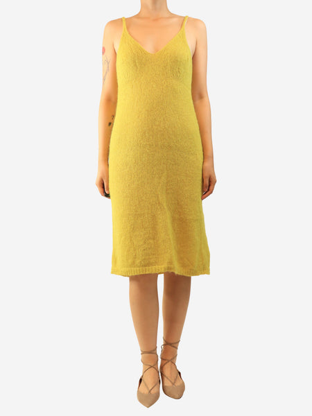 Yellow knit midi dress - size S product image