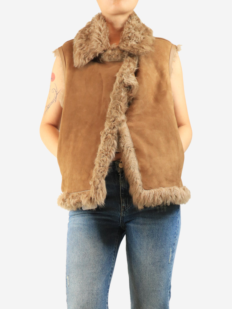 Brown sheepskin gilet - size M
