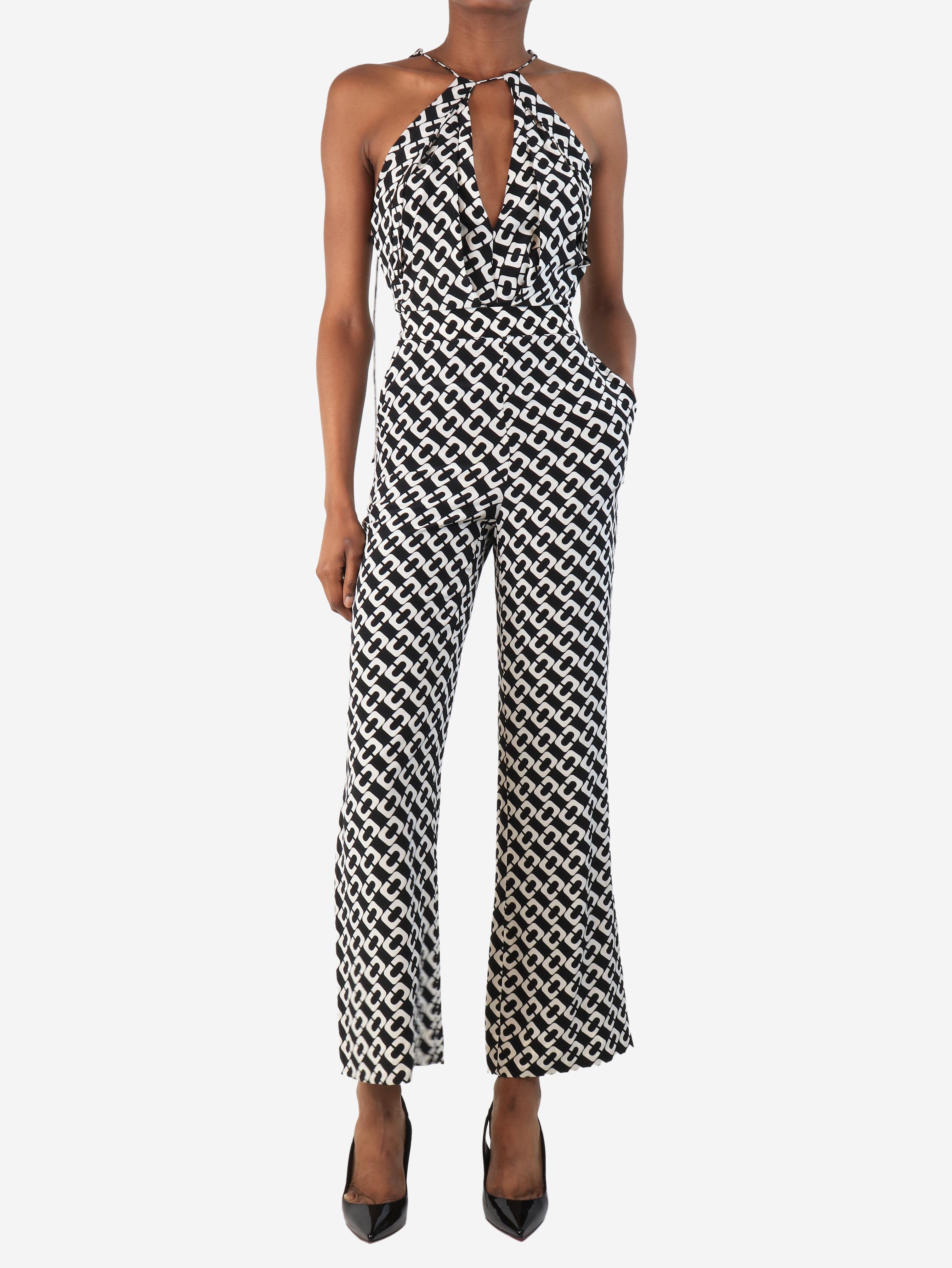 Black all-over printed jumpsuit - size UK 4 Jumpsuits Diane Von Furstenberg 