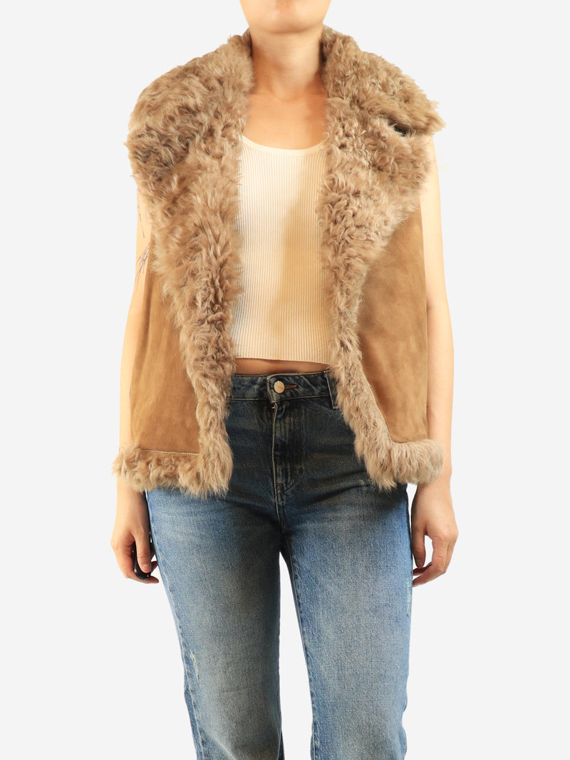 Brown sheepskin gilet - size M