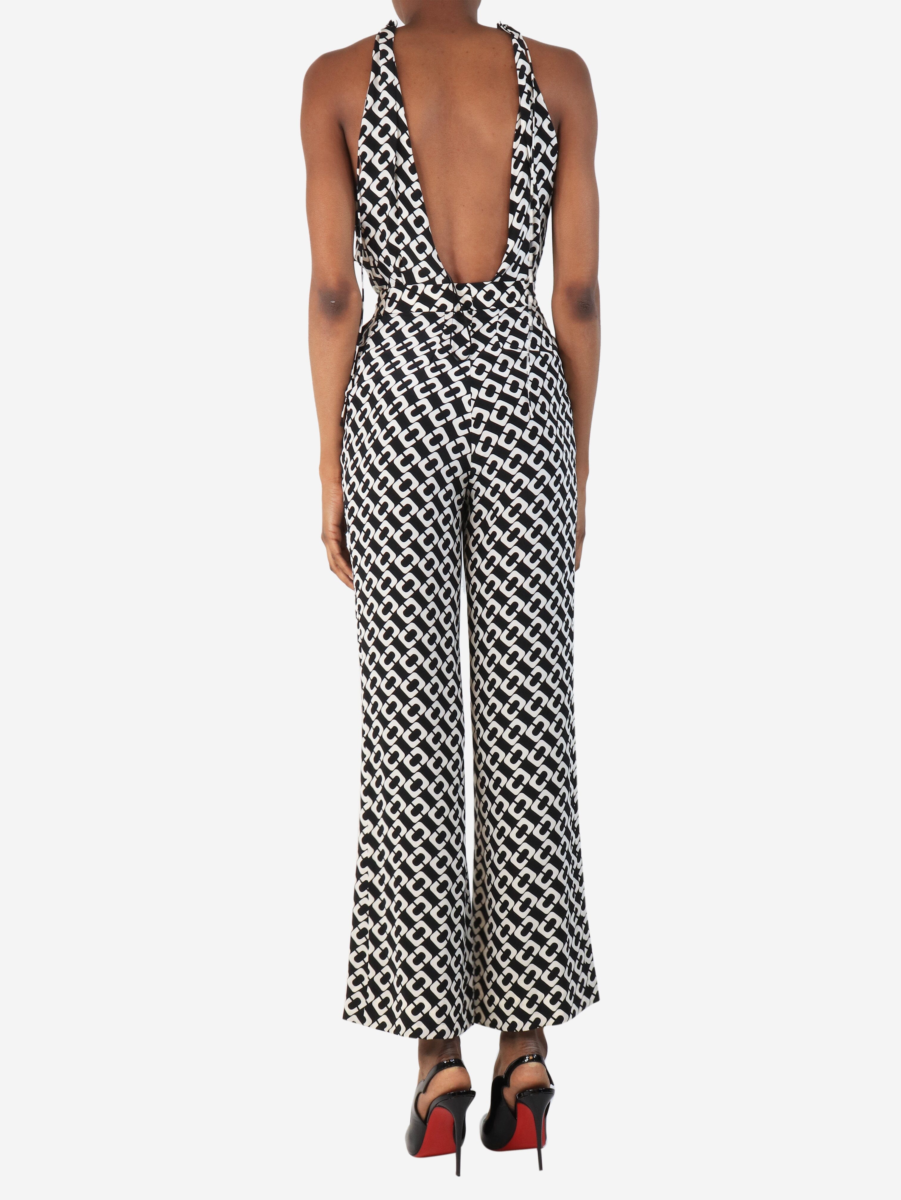Black all-over printed jumpsuit - size UK 4 Jumpsuits Diane Von Furstenberg 