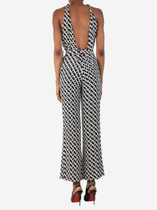 Diane Von Furstenberg Black all-over printed jumpsuit - size UK 4