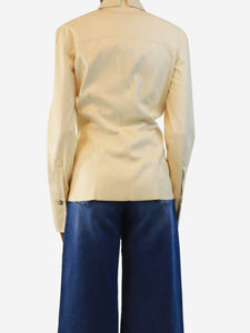 Nanushka Butter yellow pleather button-up shirt - size XS