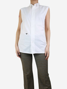 Christian Dior White sleeveless cotton shirt - size UK 10