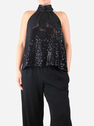 Black sleeveless sequin top - size UK 12 Tops ME+EM 