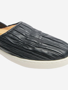 Max Mara Black gathered leather slip-on shoes - size EU 38