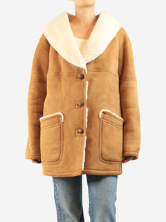 Brown shearling coat - size M