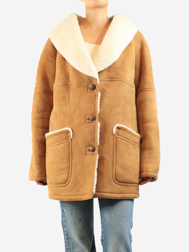 Brown shearling coat - size M