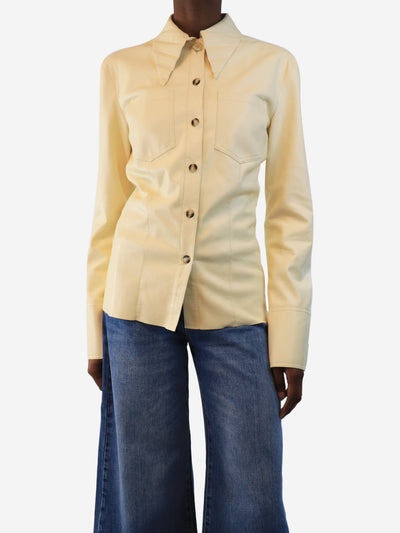 Butter yellow pleather button-up shirt - size XS Tops Nanushka 