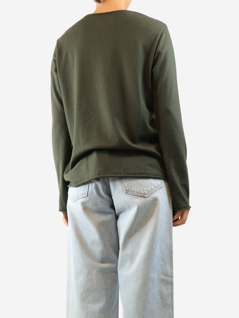 Khaki long-sleeved wool top - size M