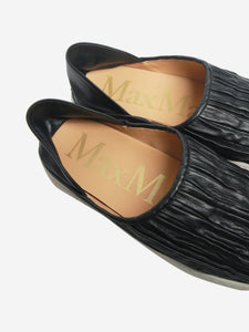 Max Mara Black gathered leather slip-on shoes - size EU 38