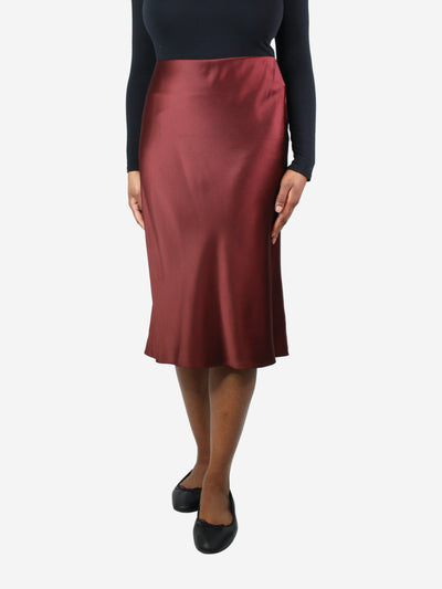 Burgundy silk satin skirt - size UK 14 Skirts Joseph 