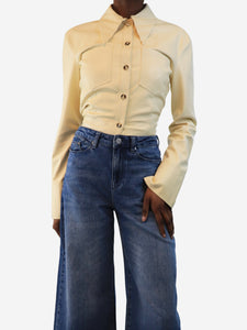 Nanushka Butter yellow pleather button-up shirt - size XS