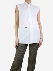 Christian Dior White sleeveless cotton shirt - size UK 10
