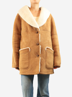 Brown shearling coat - size M