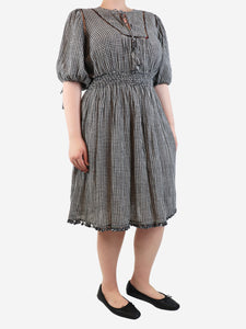 Zimmermann Black gingham midi dress - size UK 12