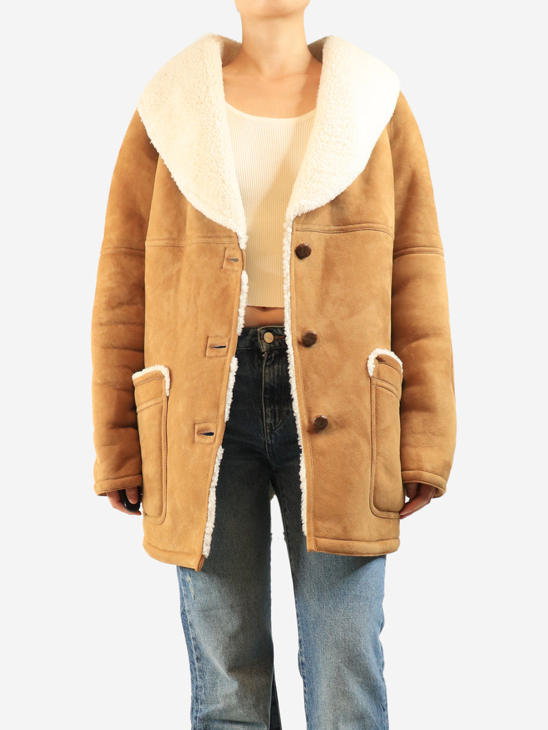 Brown shearling coat - size M