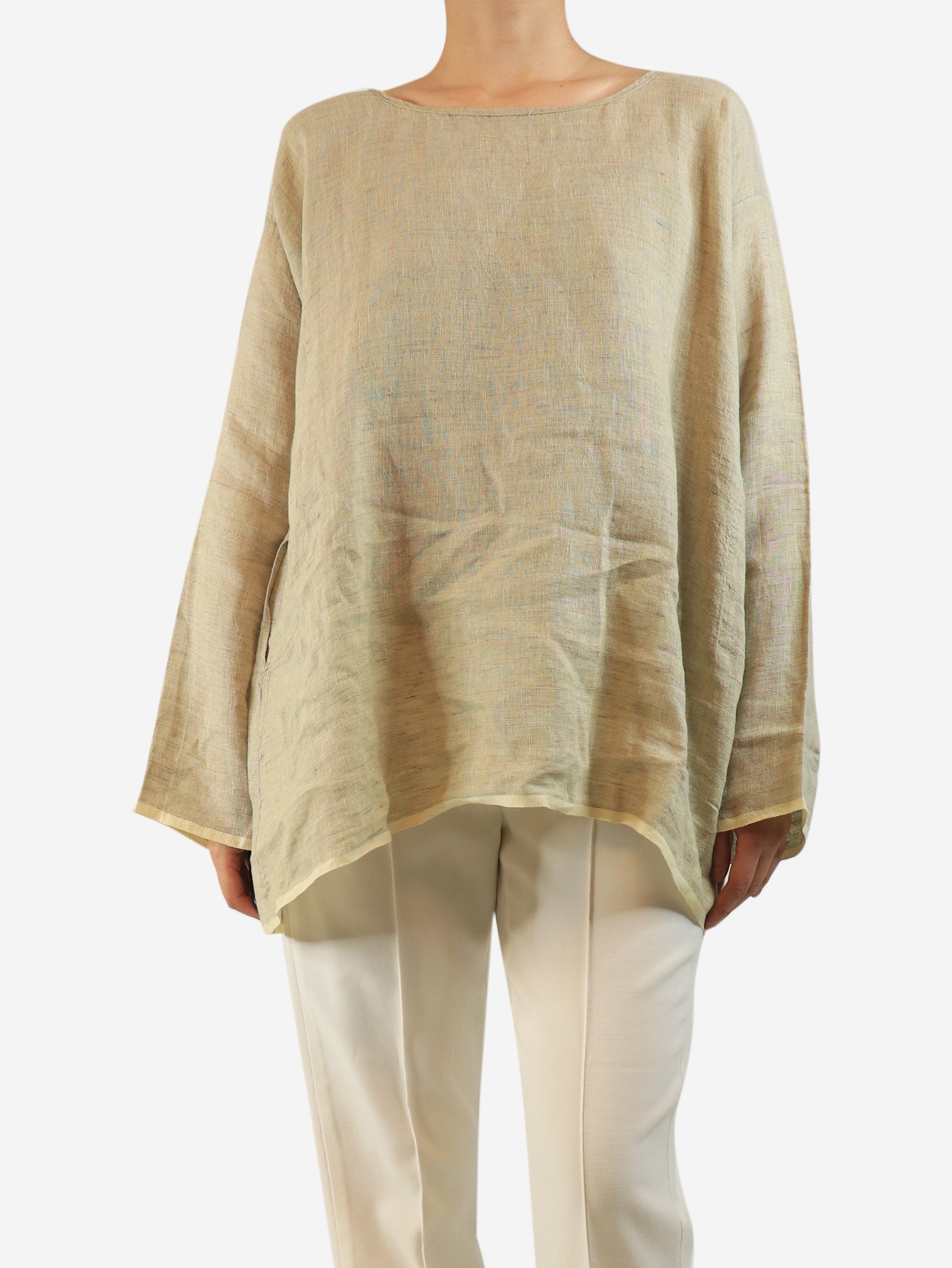 Oatmeal linen tunic - size XL Tops Dosa 