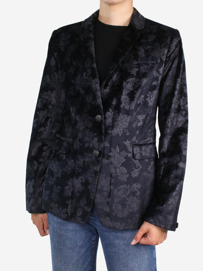 Navy single-breasted floral velvet blazer - size UK 14 Coats & Jackets rag & bone 