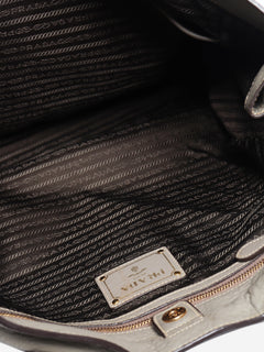 Grey Vitello Daino side-zip Shopper tote