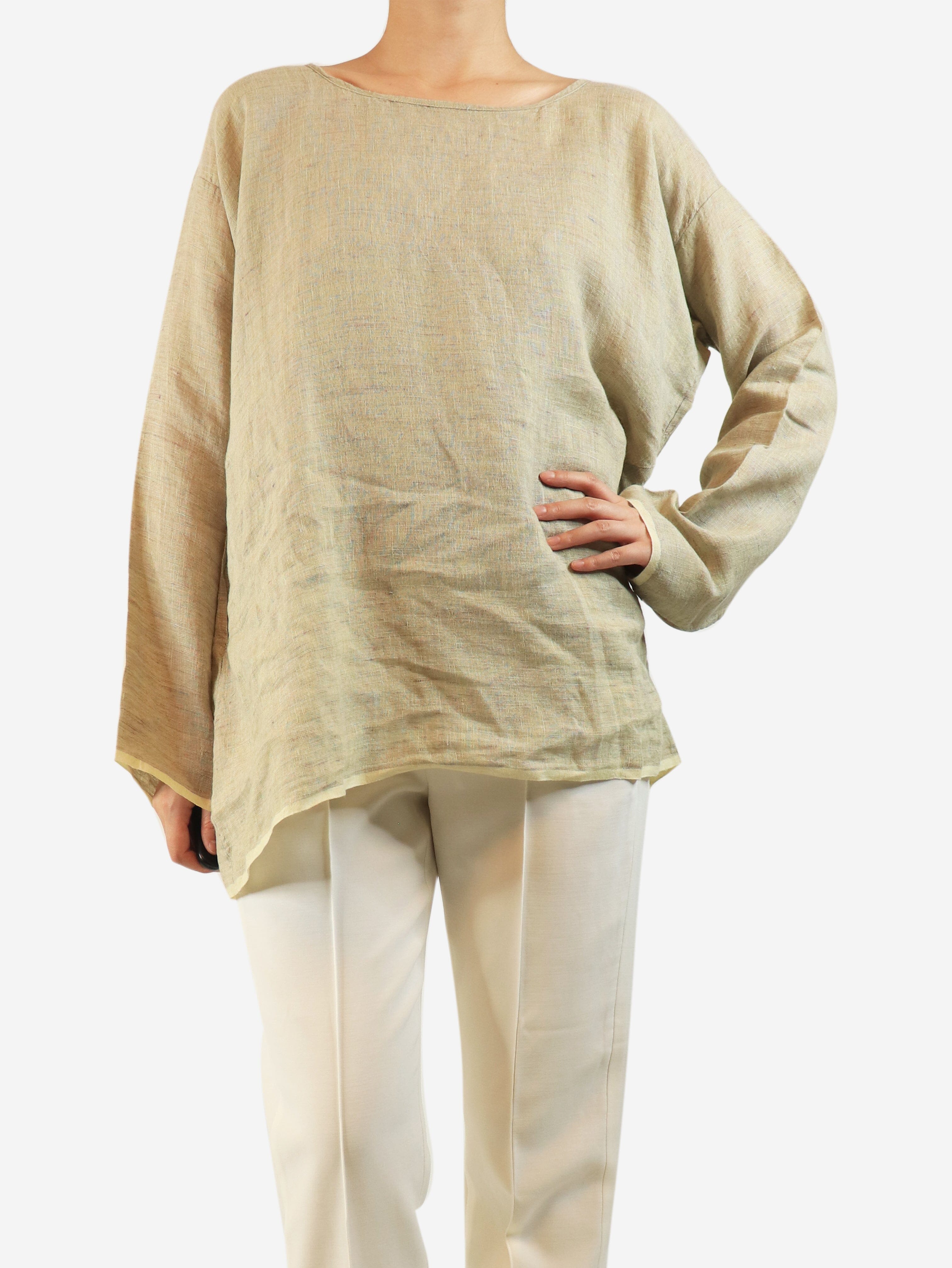 Oatmeal linen tunic - size XL Tops Dosa 
