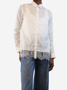 The Kooples White lace trim shirt - size XXS