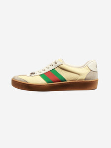 Gucci Yellow G74 Web-stripe trainers - size EU 34