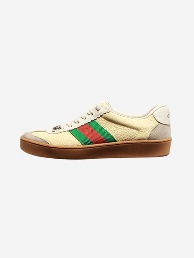 Gucci pre owned yellow G74 Web stripe trainers size EU 34 Sign of the Times