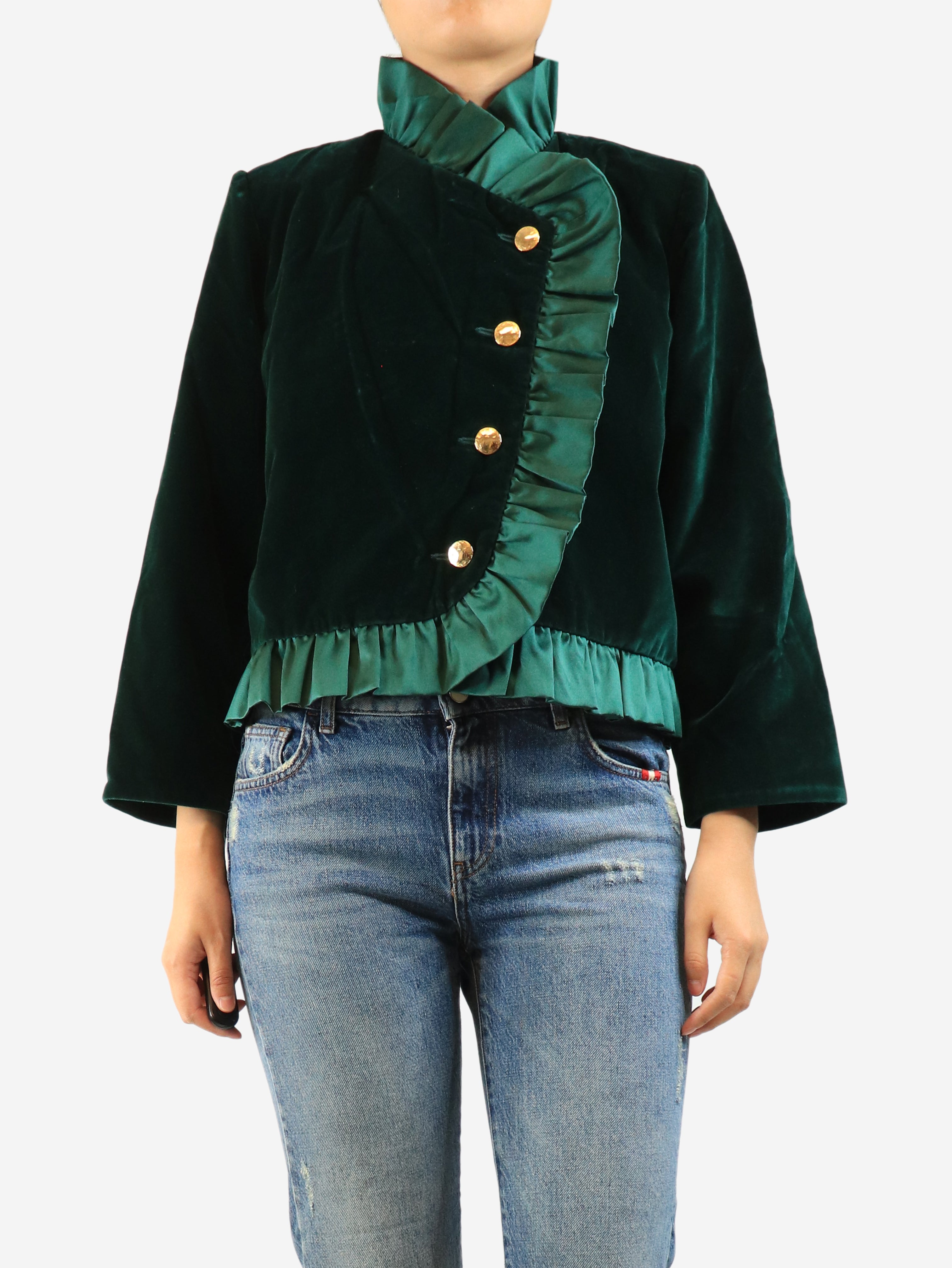 Dark green Dune velvet jacket - size UK 14
