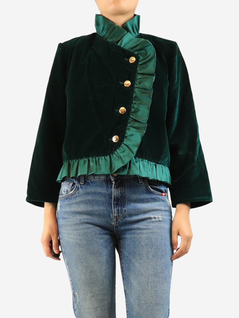 Dark green Dune velvet jacket - size UK 14