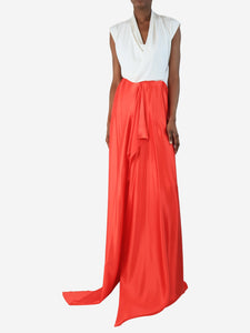 Bernadette Red silk maxi skirt - size UK 8