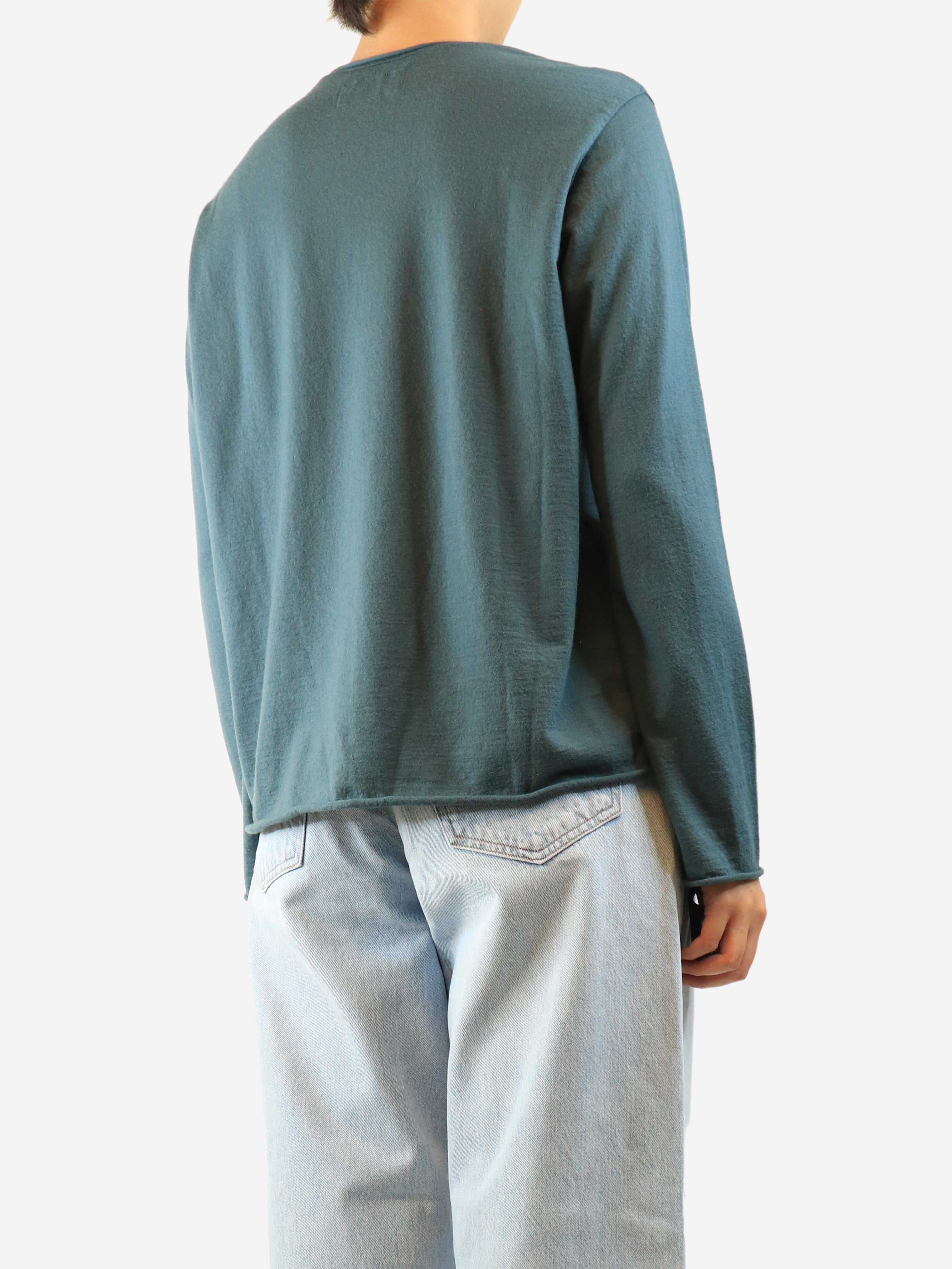 Blue long-sleeved wool top - size M