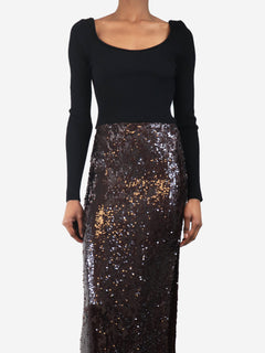 Black ribbed wide neck crop knit top - size S Knitwear Phillip Lim 