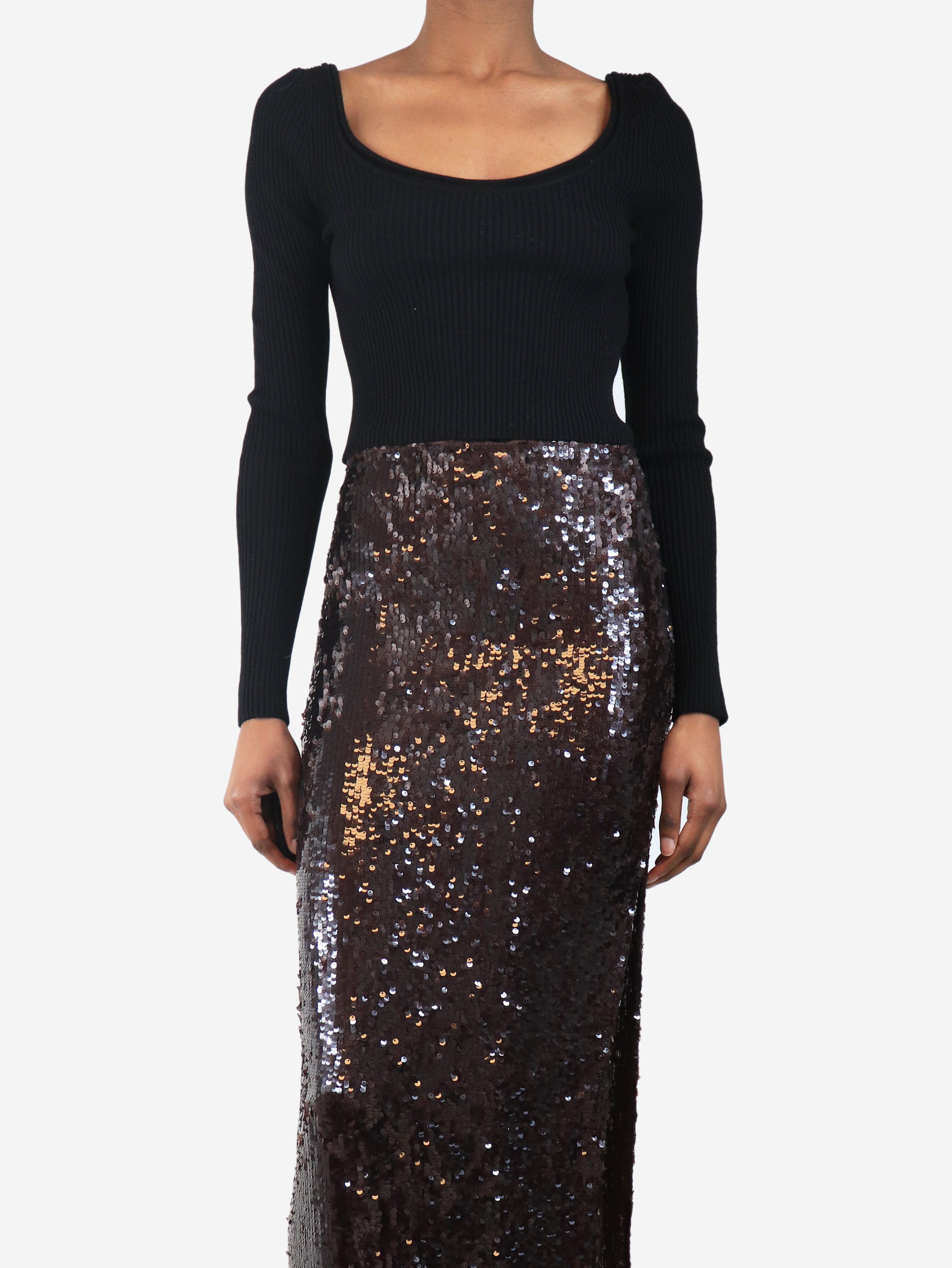 Black ribbed wide neck crop knit top - size S Knitwear Phillip Lim 