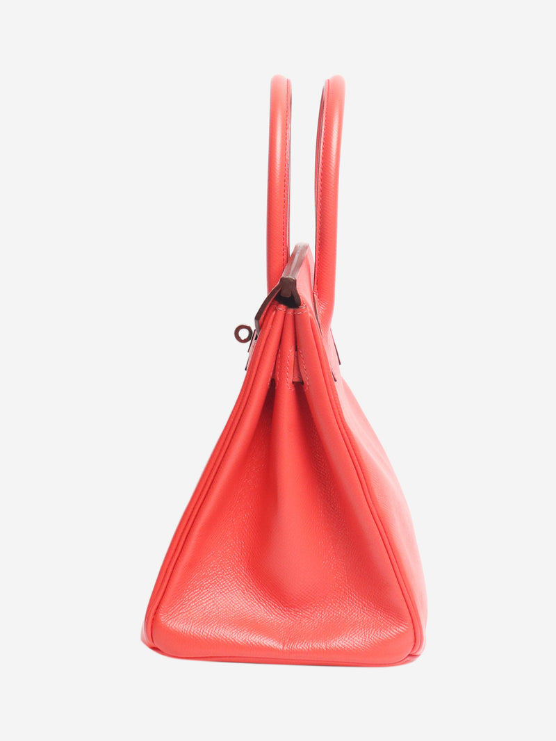 Red Birkin 30 bag in Togo leather Top Handle Bags Hermes 