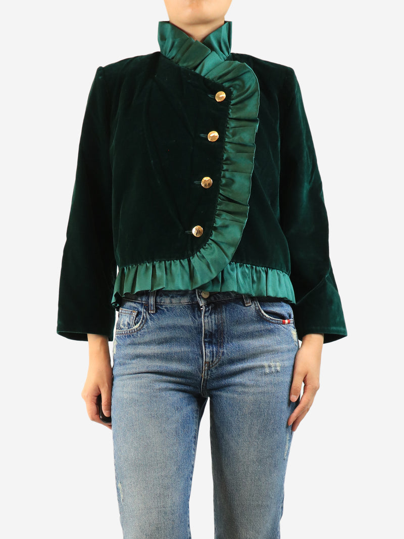 Dark green Dune velvet jacket - size UK 14